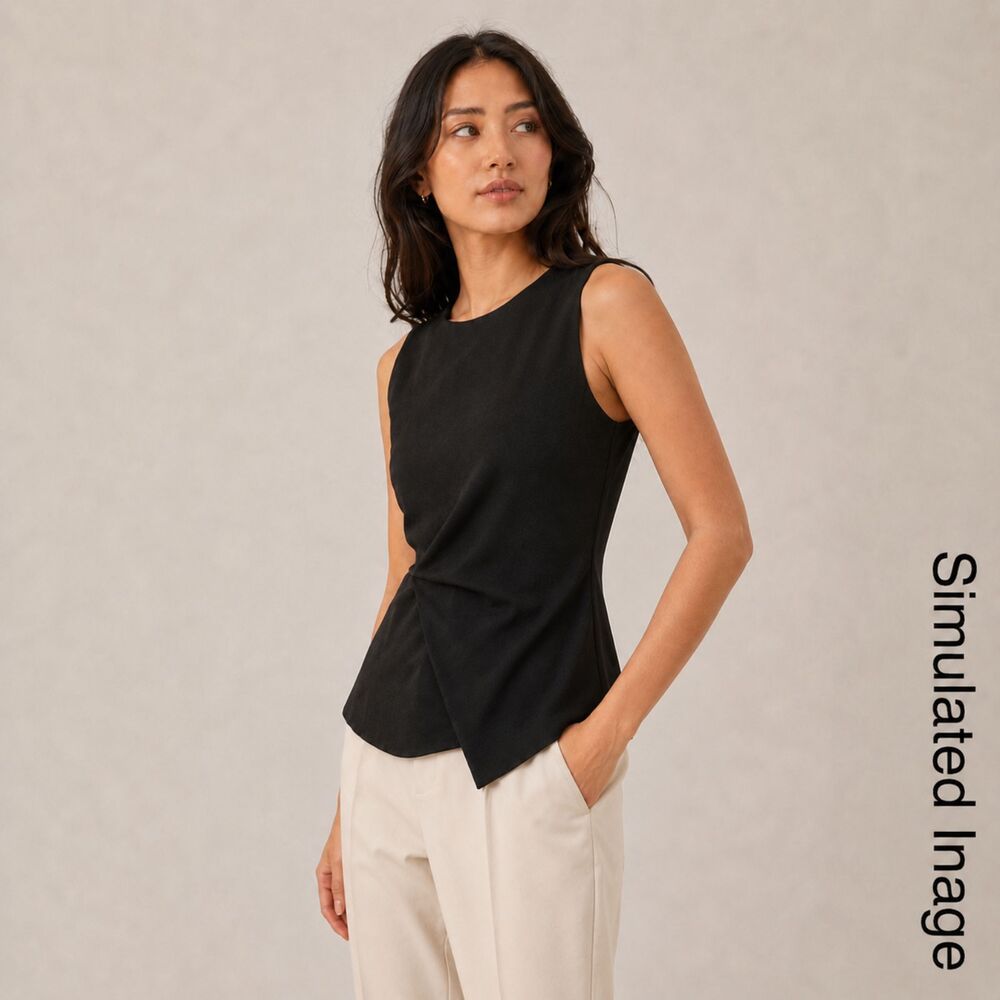 Sleeveless Twist-Front Black Top - Women - Picture 2 of 6